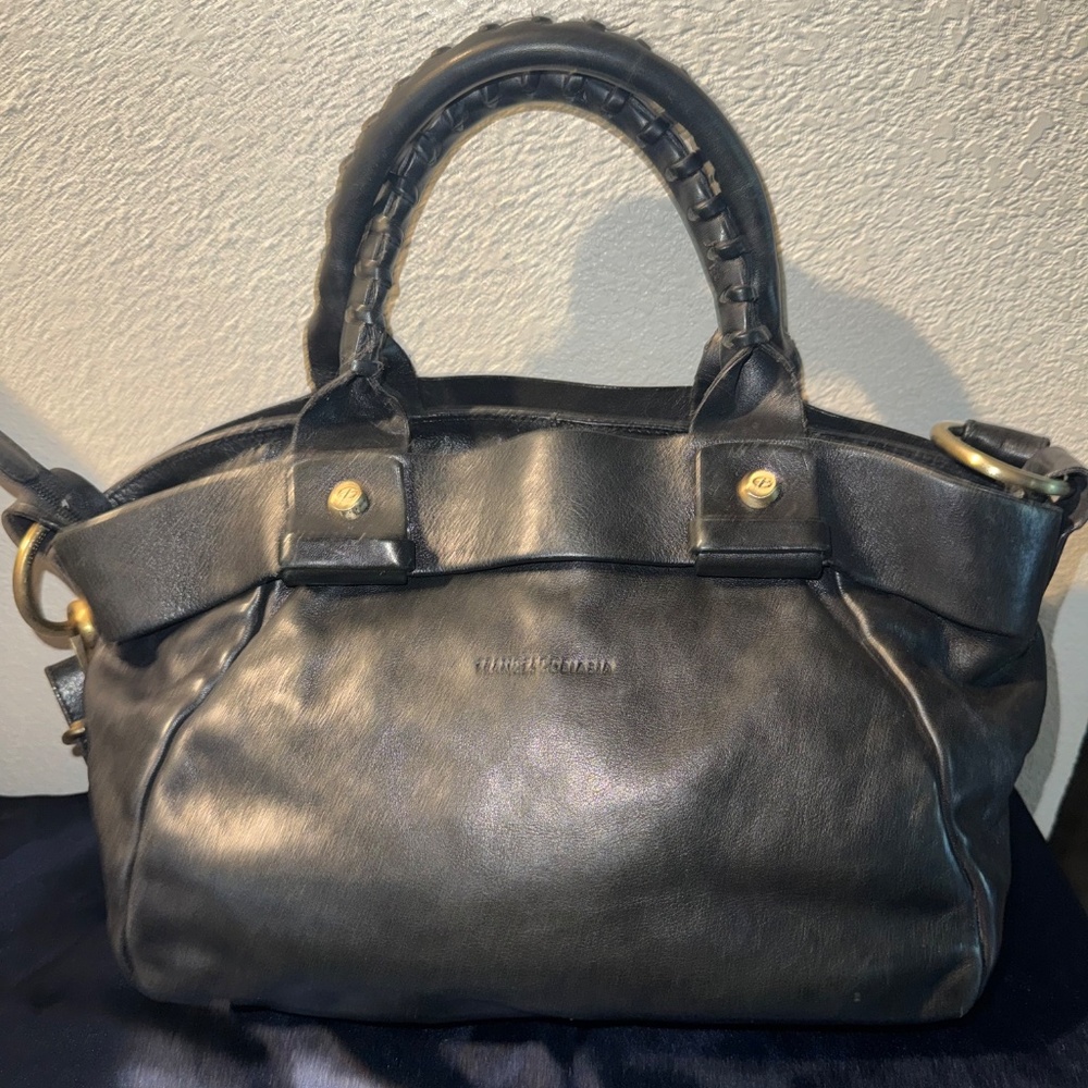 Francesca Biasia Black Leather Satchel Handbag EUC - Picture 3 of 13